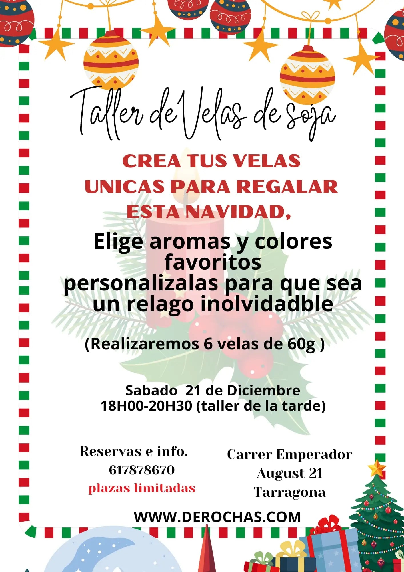 Taller de velas de navidad en Tarragona ( 21 de Diciembre )